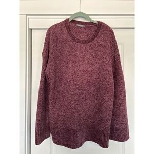 Matty M Womens Chenille Granny Knit Sweater Plum Purple Crew Neck Large
